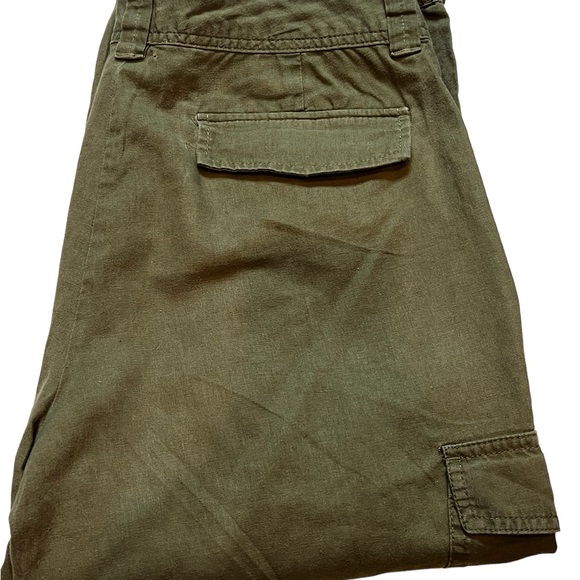 Green light weight lien and cotton blend cargo pants - Picture 6 of 8